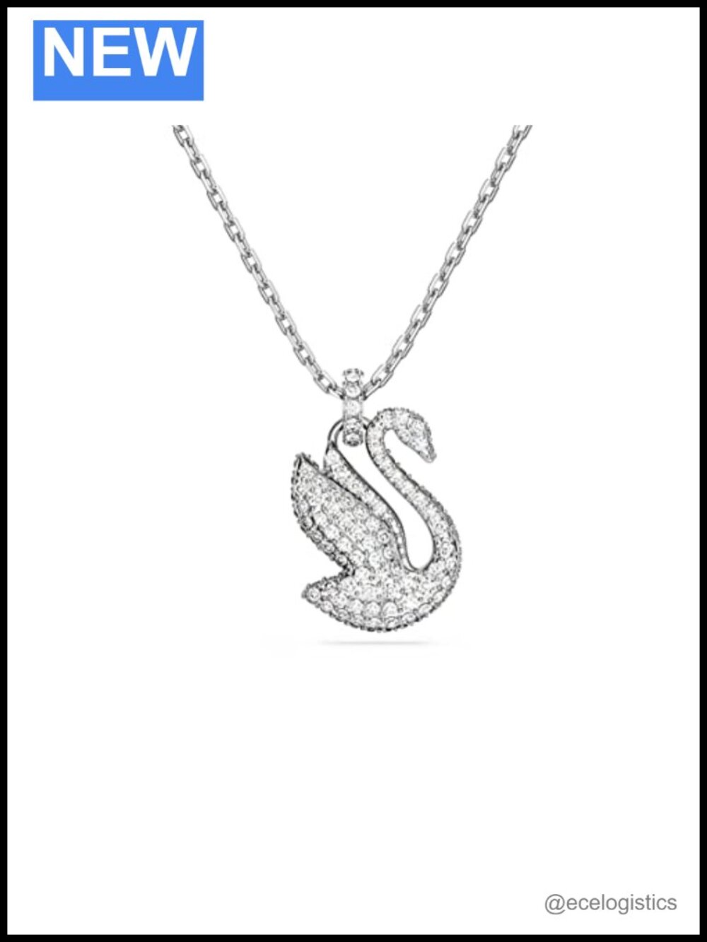 Swarovski Iconic Swan Crystal Pendant Necklace Rhodium Plated